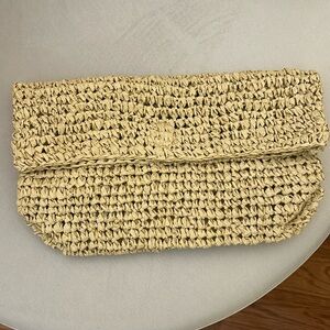 J.Crew Straw Foldover Clutch